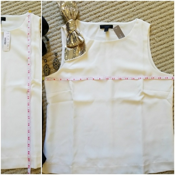 NWT J. Crew Ivory Airy Tank with Gold Sequins Bow - Picture 7 of 7